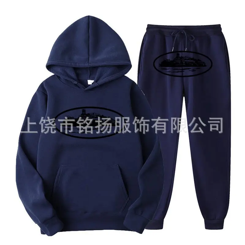 Women Navy Hoodie Pants Set Hip Hop Casual Winter - Image 31