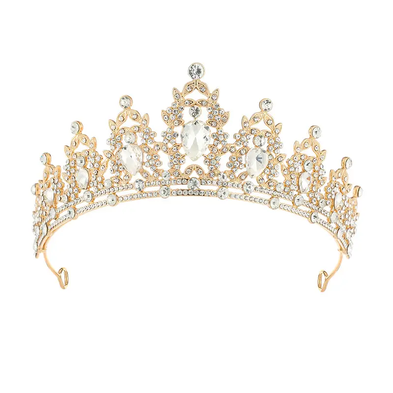 European Wedding Crown Red Crystal Princess Queen Hair Crown - Image 4