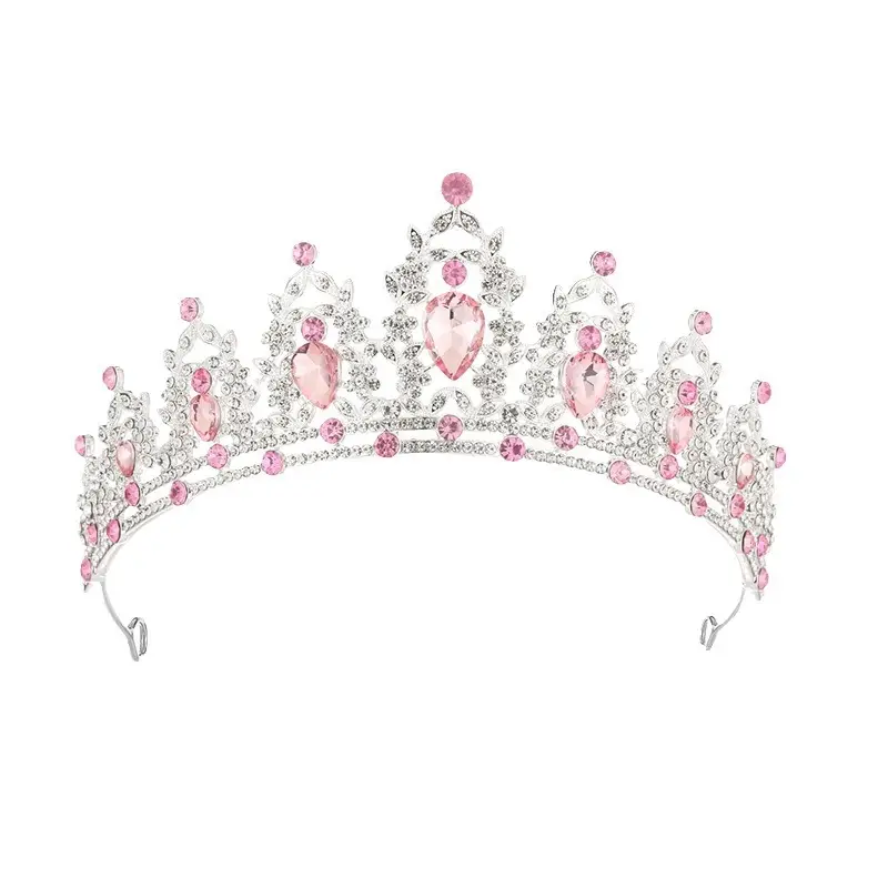 European Wedding Crown Red Crystal Princess Queen Hair Crown - Image 7