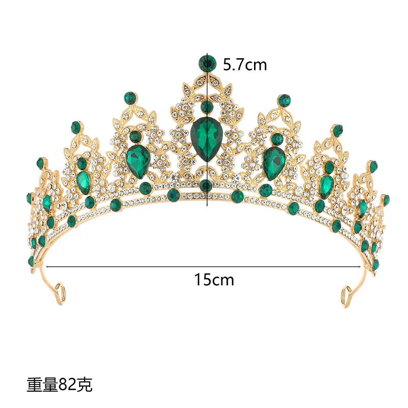 European Wedding Crown Red Crystal Princess Queen Hair Crown — feature 1
