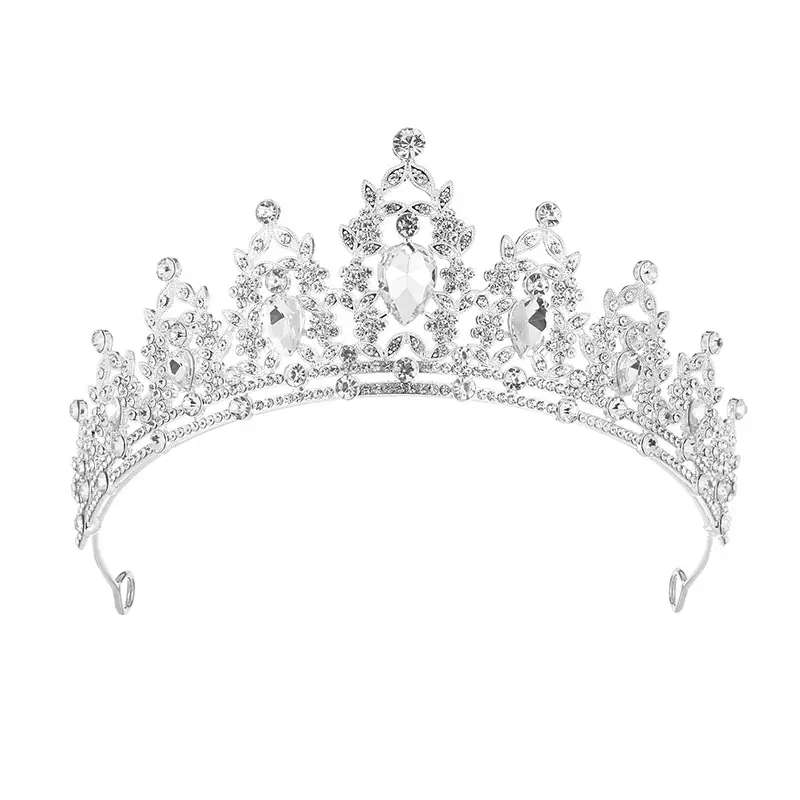 European Wedding Crown Red Crystal Princess Queen Hair Crown - Image 2