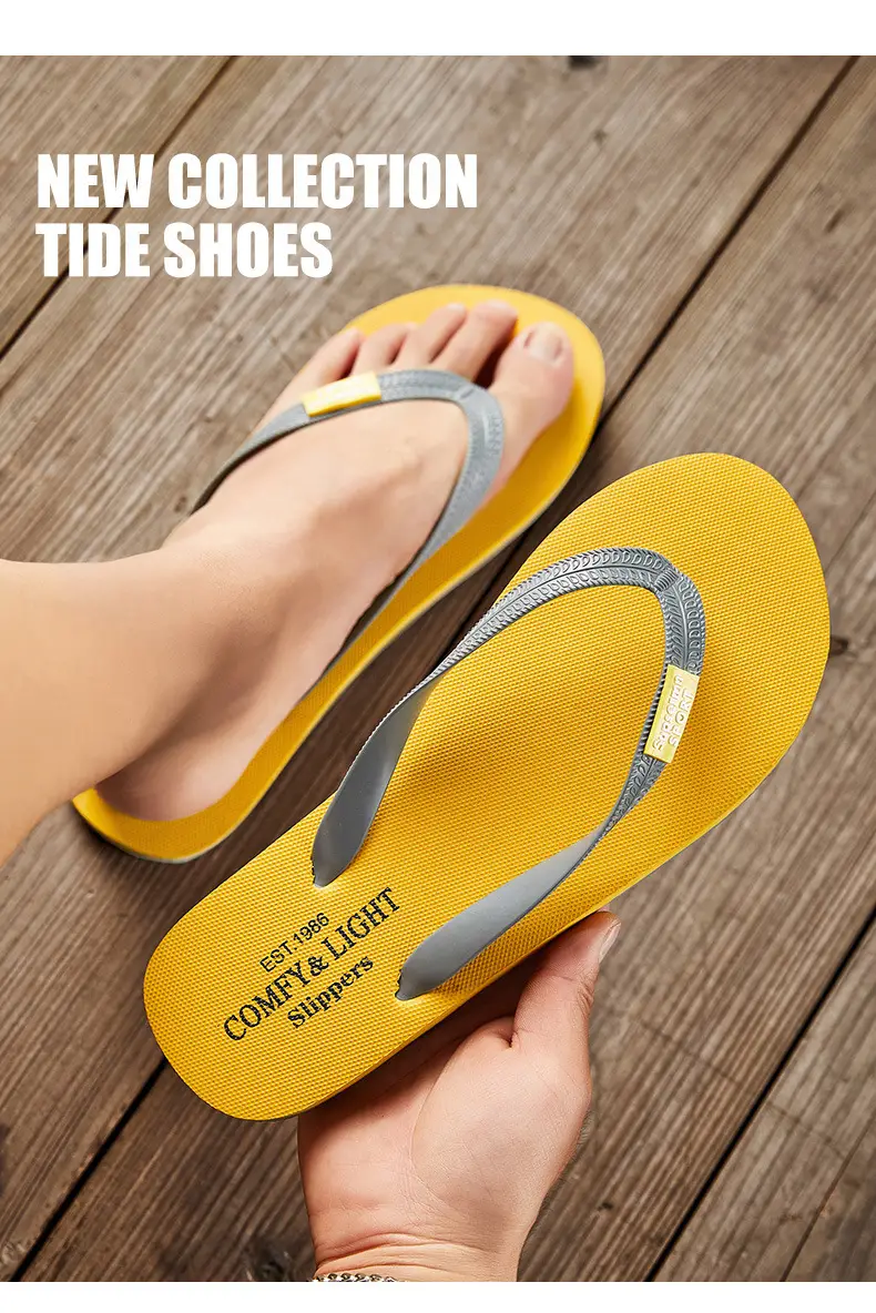 Men's Yellow Cross-border Flip Flops Plus Size — feature 17