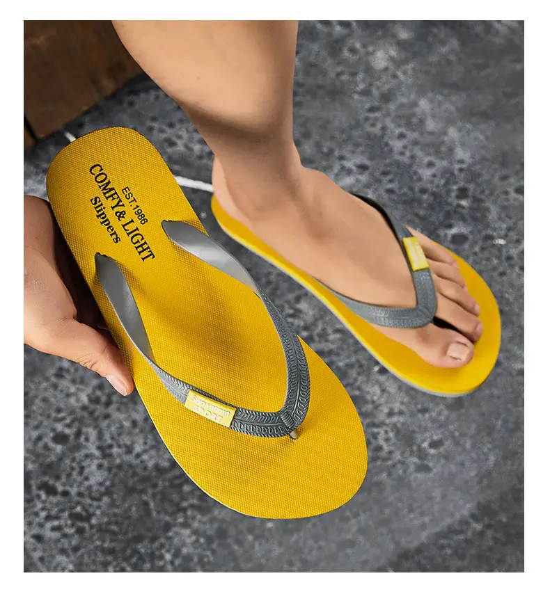 Men's Yellow Cross-border Flip Flops Plus Size — feature 18