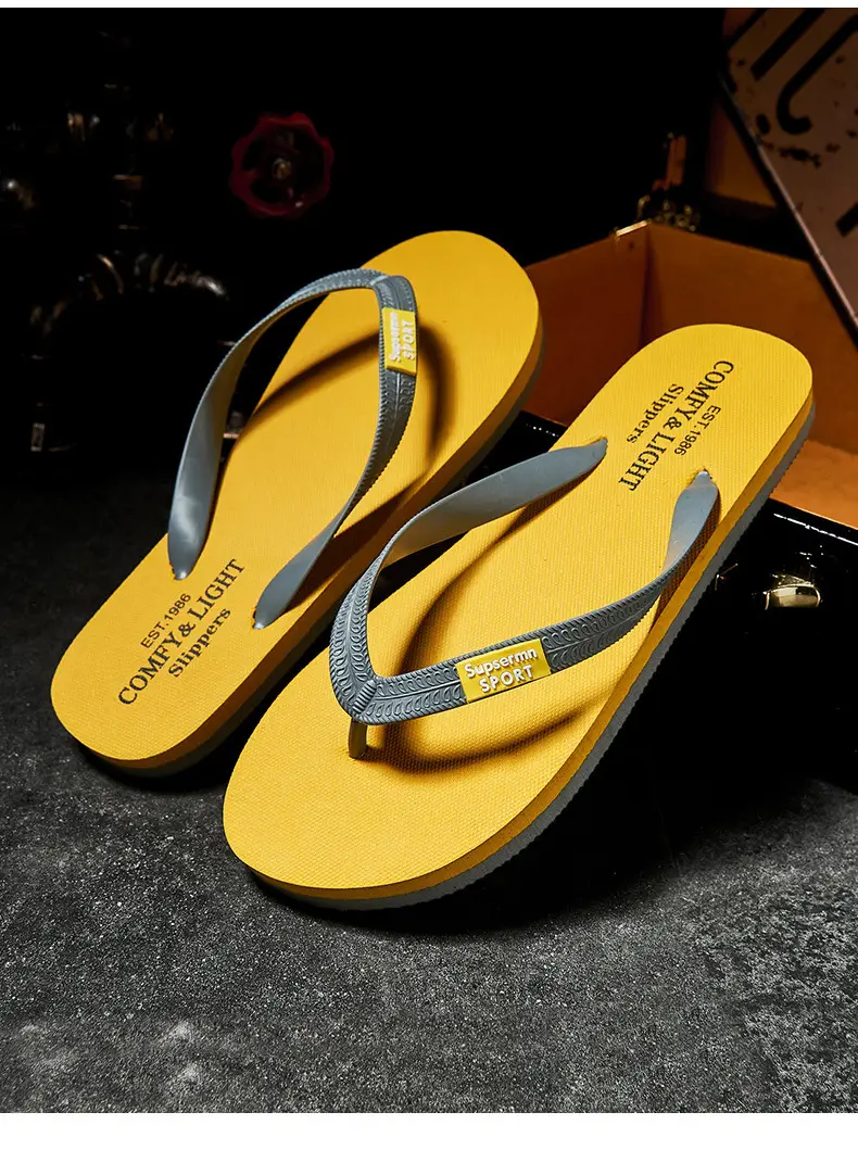 Men's Yellow Cross-border Flip Flops Plus Size — feature 20