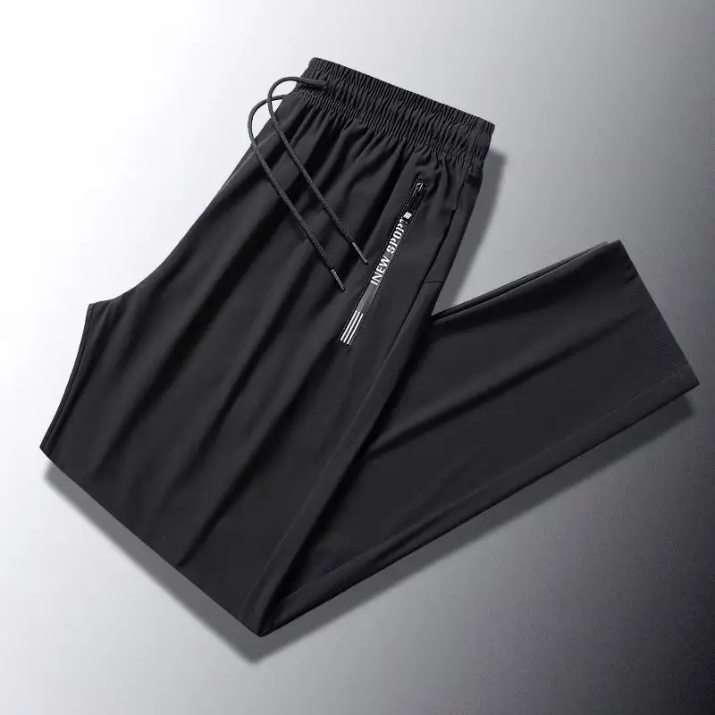 Men's Black & Gray Ice Silk Jogger Pants Korean Style — feature 10