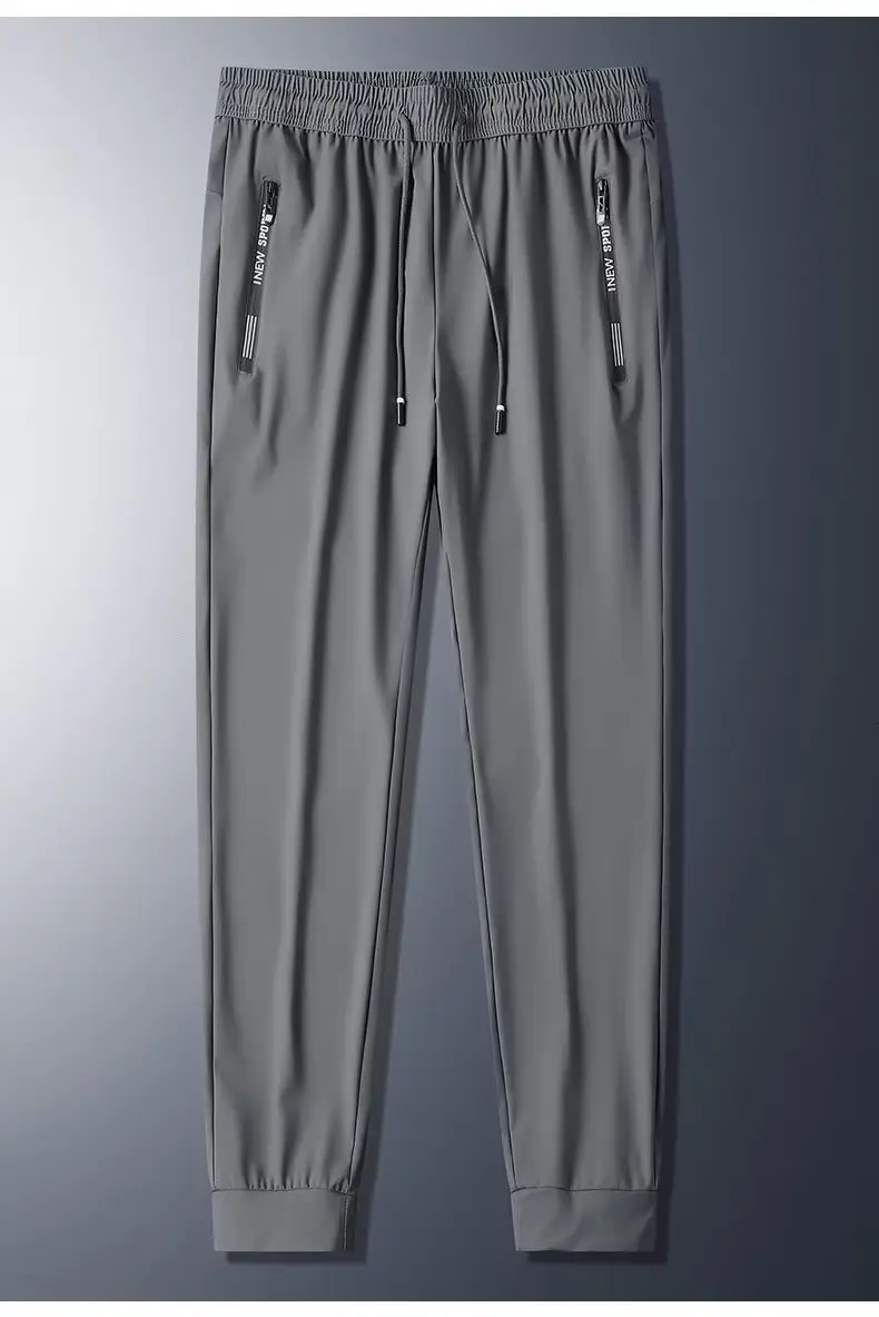 Men's Black & Gray Ice Silk Jogger Pants Korean Style — feature 4