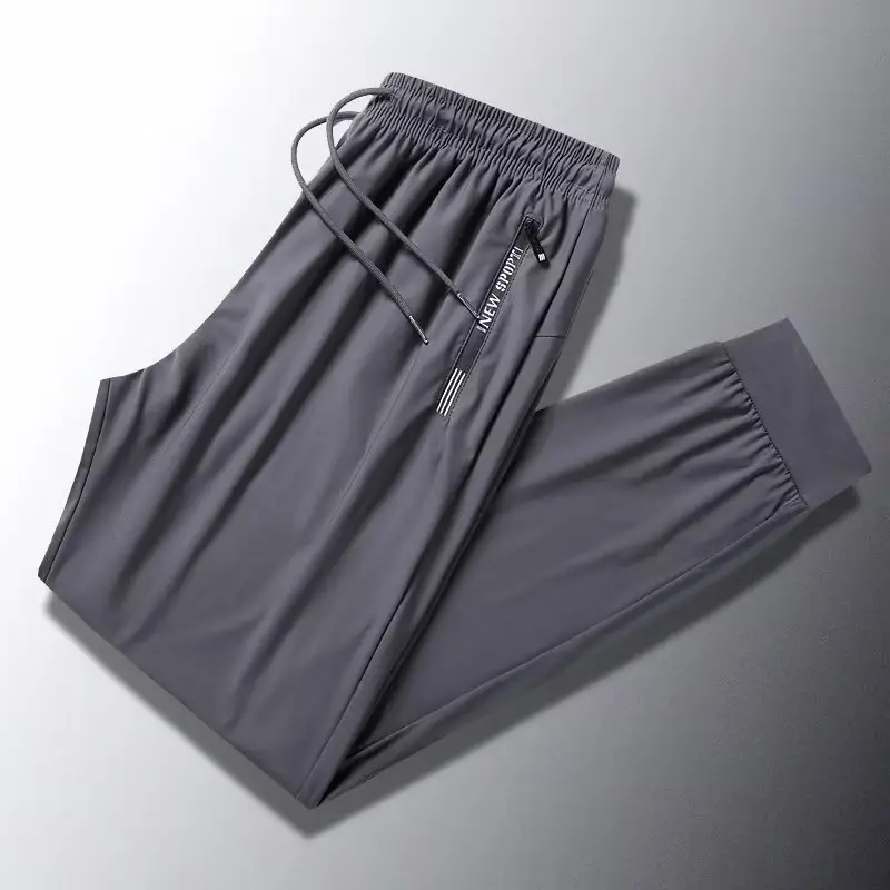 Men's Black & Gray Ice Silk Jogger Pants Korean Style — feature 5