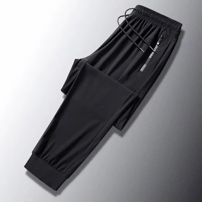 Men's Black & Gray Ice Silk Jogger Pants Korean Style — feature 7