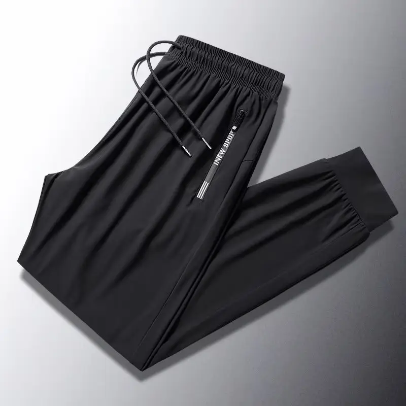 Men's Black & Gray Ice Silk Jogger Pants Korean Style — feature 8