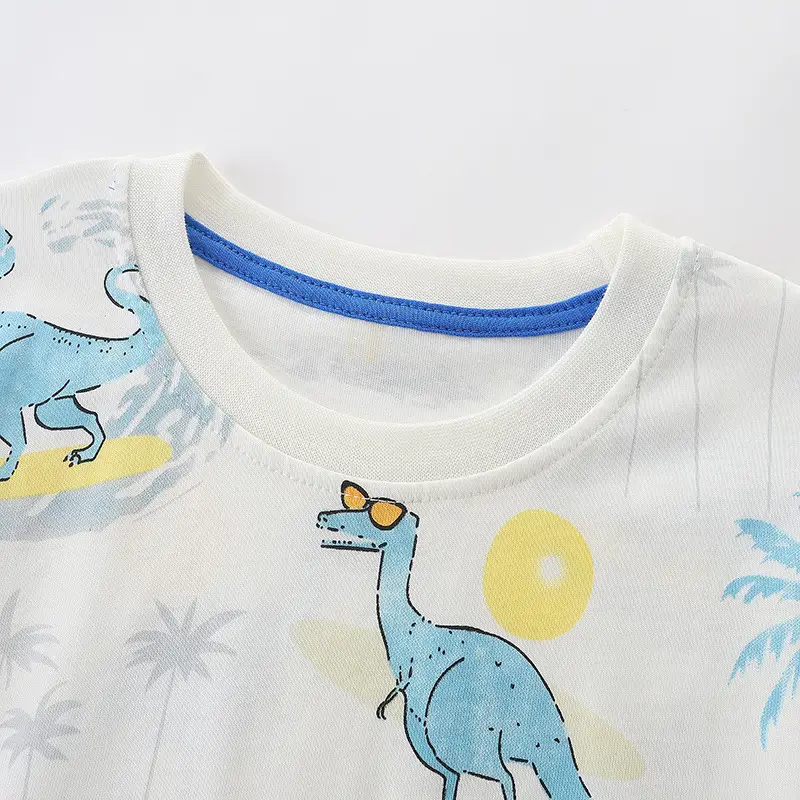 Boys Cartoon Dinosaur T-Shirt White Short Sleeve - Image 4