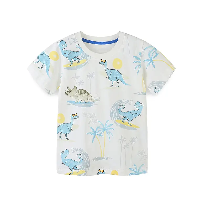 Boys Cartoon Dinosaur T-Shirt White Short Sleeve - Image 6