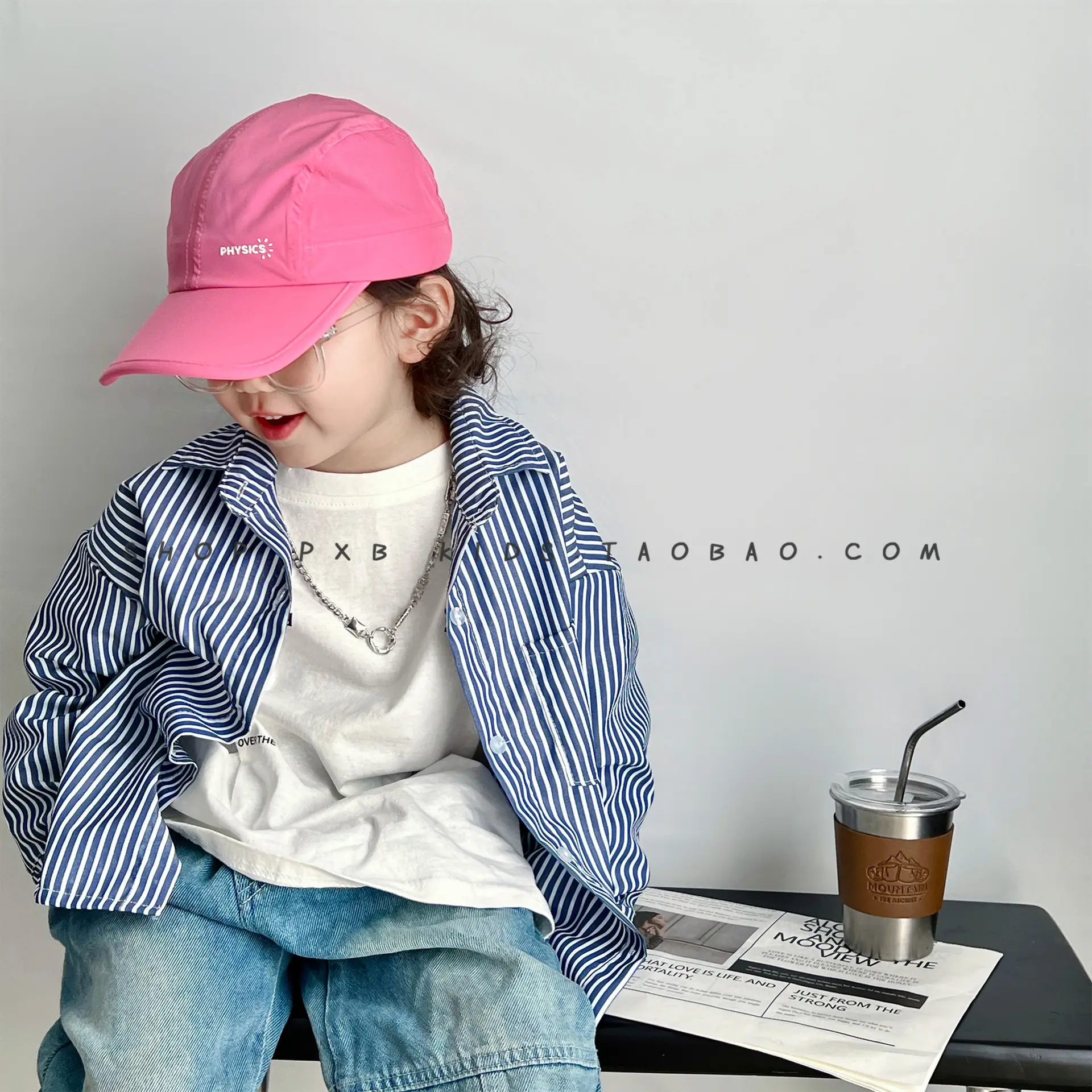 Pink Beaded Cap for Girls Kids UV Protective - Image 5