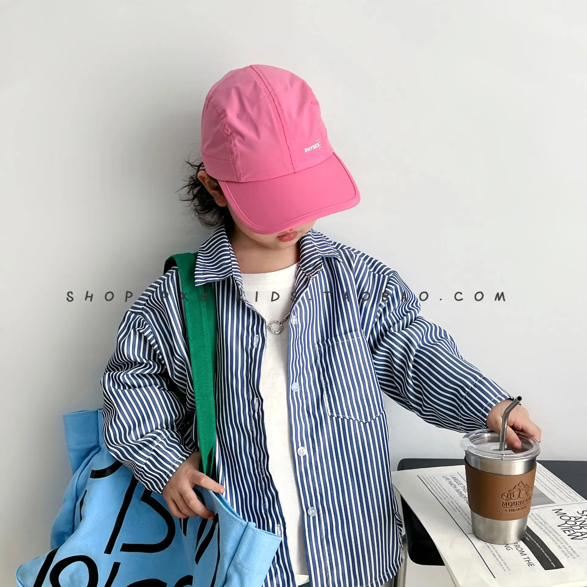 Pink Beaded Cap for Girls Kids UV Protective - Image 6