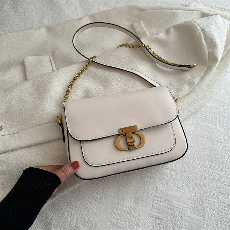 Retro Lock Blue Chain Crossbody Bag - Image 5