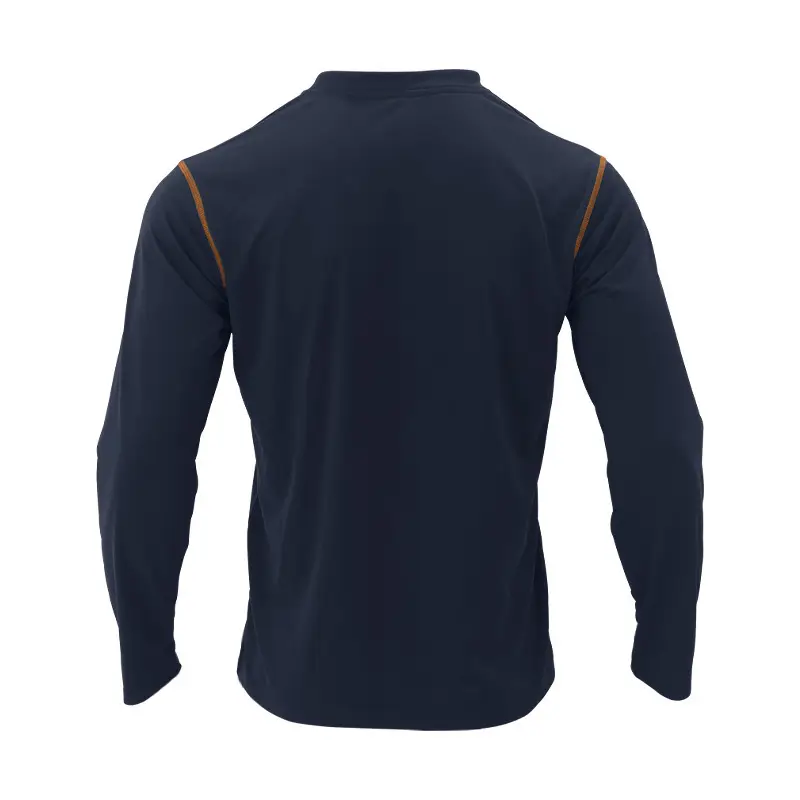 Men Dark Blue Knit Long Sleeve T-Shirt Button Front — feature 12