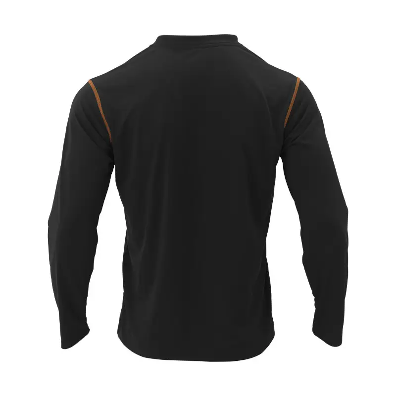 Men Dark Blue Knit Long Sleeve T-Shirt Button Front — feature 19