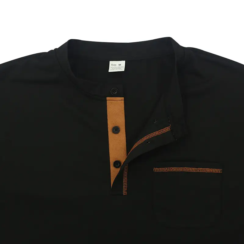 Men Dark Blue Knit Long Sleeve T-Shirt Button Front — feature 20