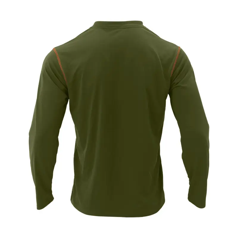 Men Dark Blue Knit Long Sleeve T-Shirt Button Front — feature 33