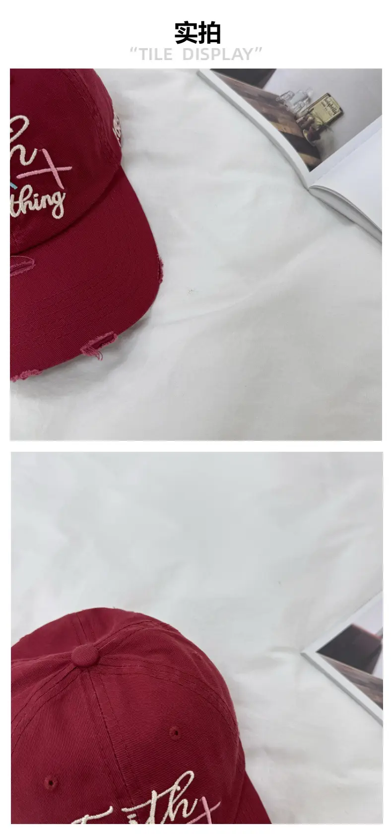 Women Black Embroidered Cap Faith Over Everything — feature 5