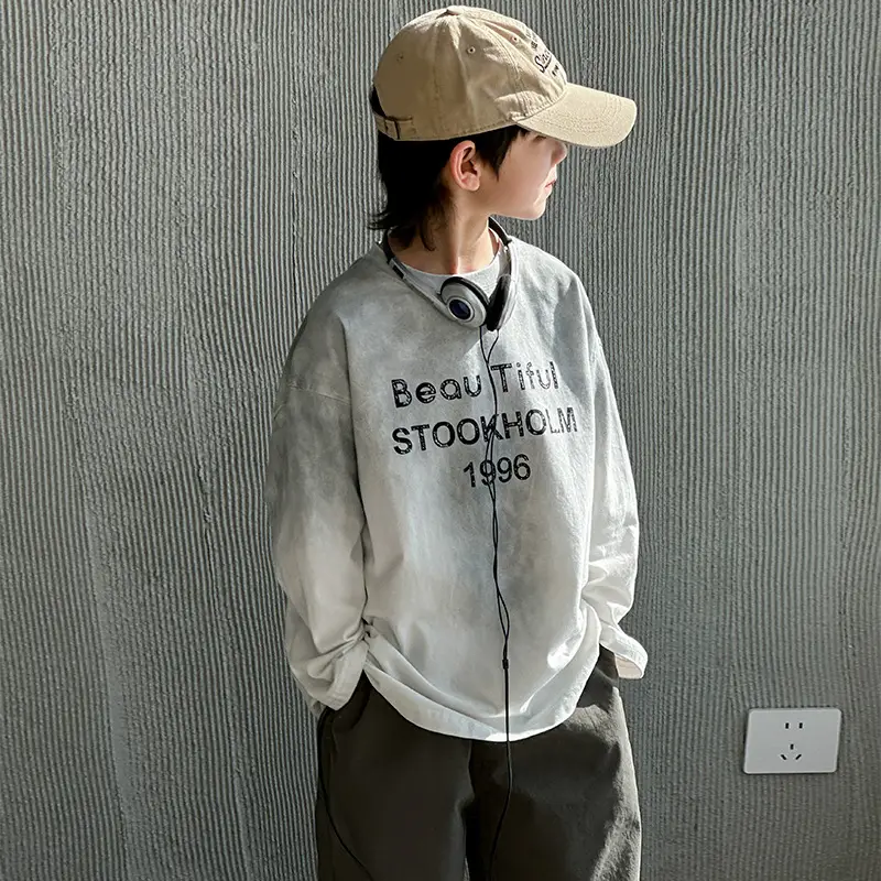 Spring Boys Long Sleeve Letter Top Grey 1996