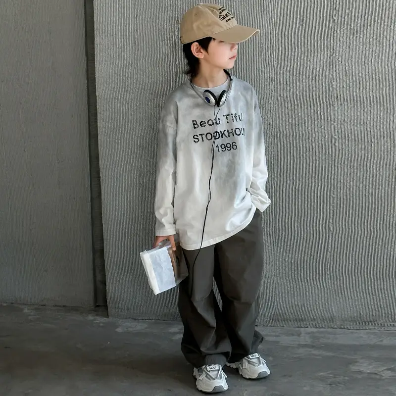 Spring Boys Long Sleeve Letter Top Grey 1996