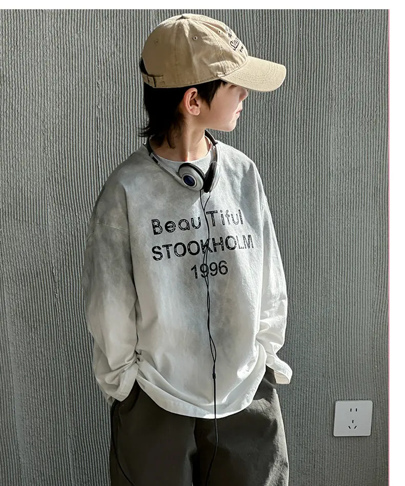 Spring Boys Long Sleeve Letter Top Grey 1996 — feature 11