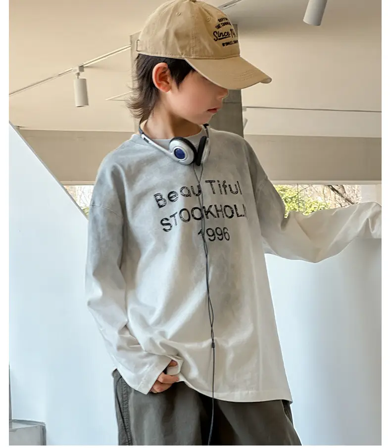 Spring Boys Long Sleeve Letter Top Grey 1996 — feature 14