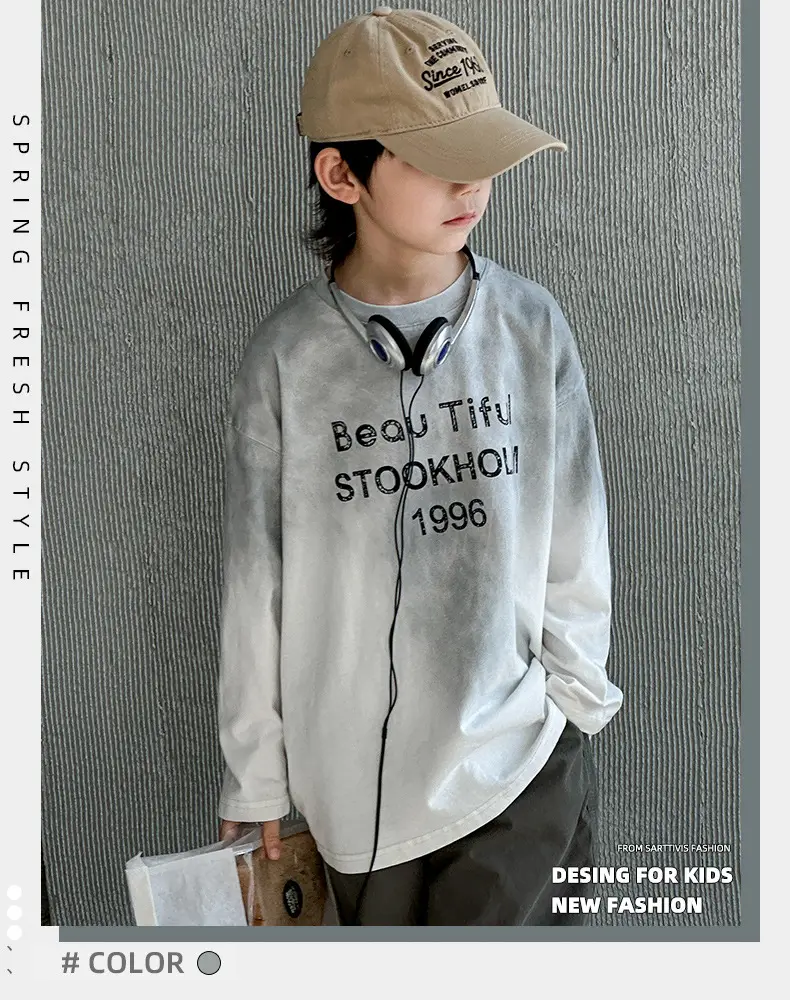 Spring Boys Long Sleeve Letter Top Grey 1996 — feature 5