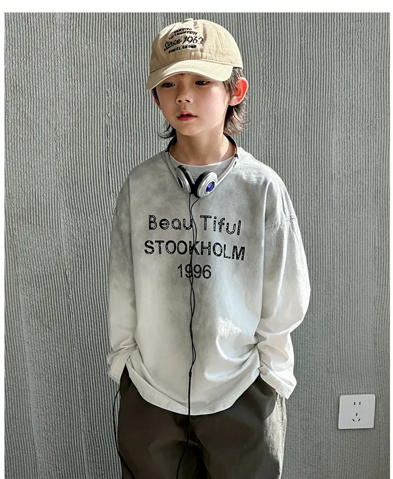 Spring Boys Long Sleeve Letter Top Grey 1996 — feature 9