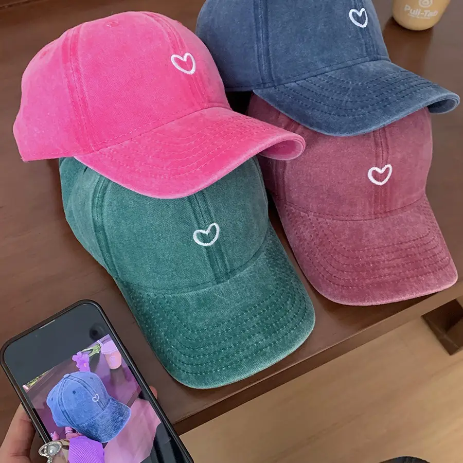Women Pink Heart Cap 2024 Peak Cap - Image 11