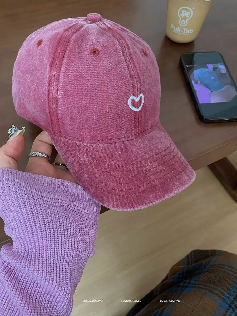 Women Pink Heart Cap 2024 Peak Cap - Image 2
