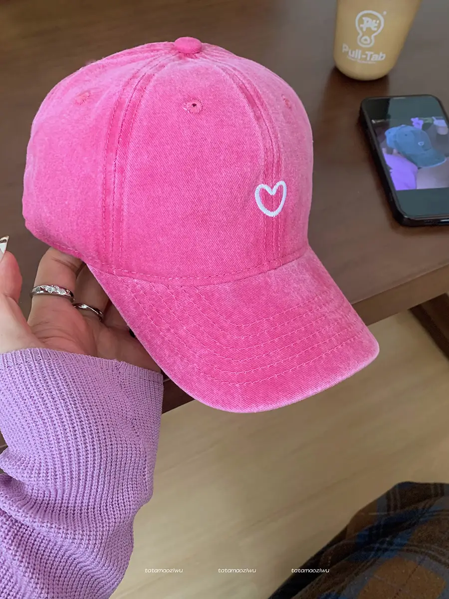 Women Pink Heart Cap 2024 Peak Cap - Image 3