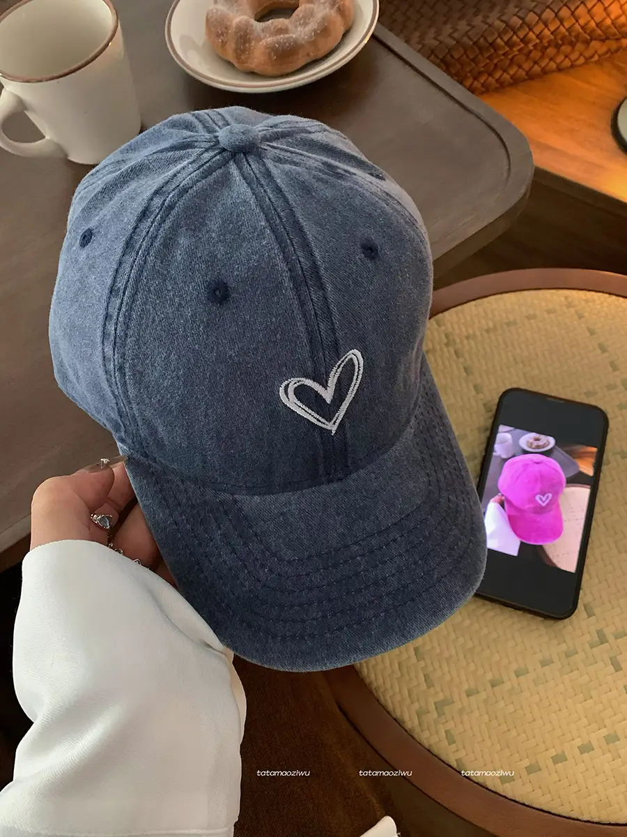 Women Pink Heart Cap 2024 Peak Cap - Image 5