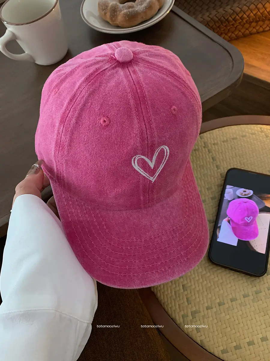 Women Pink Heart Cap 2024 Peak Cap - Image 7