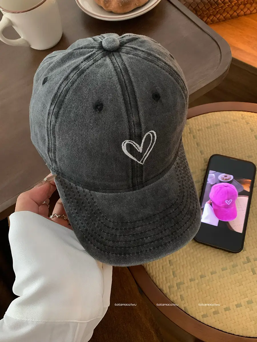 Women Pink Heart Cap 2024 Peak Cap - Image 8