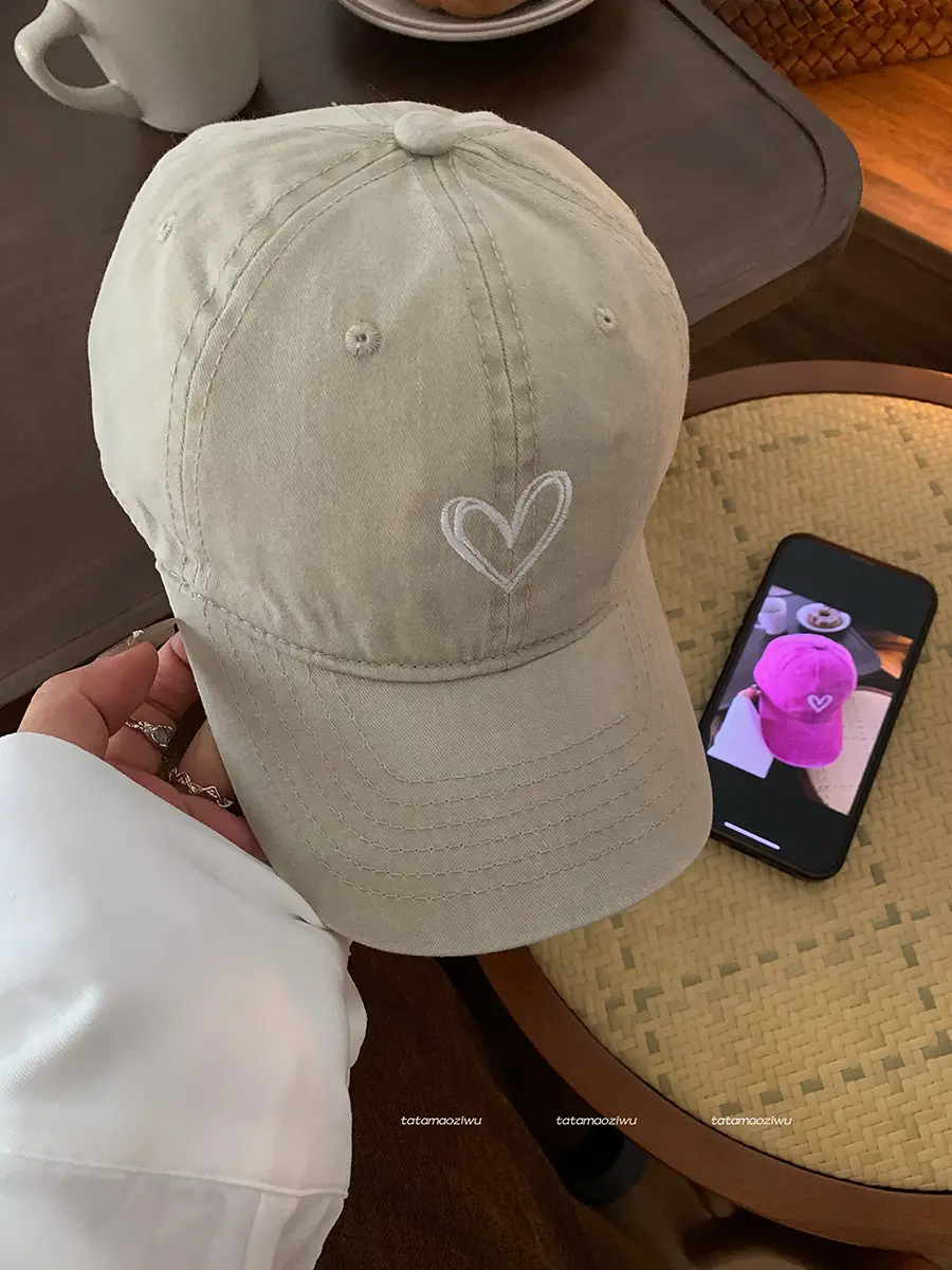 Women Pink Heart Cap 2024 Peak Cap - Image 9
