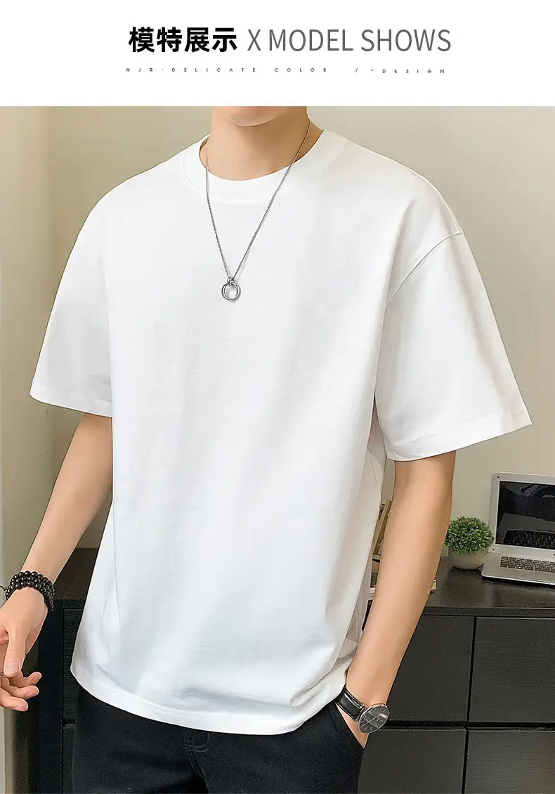 Men Pure Cotton Heart Print T-Shirt Black Loose Fit — feature 6