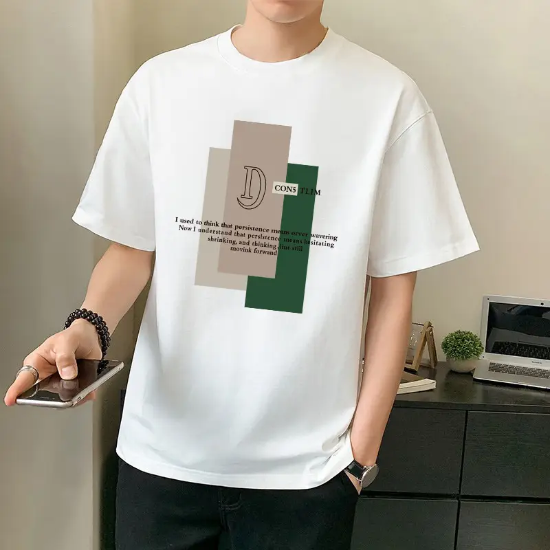 Men Pure Cotton Heart Print T-Shirt Black Loose Fit