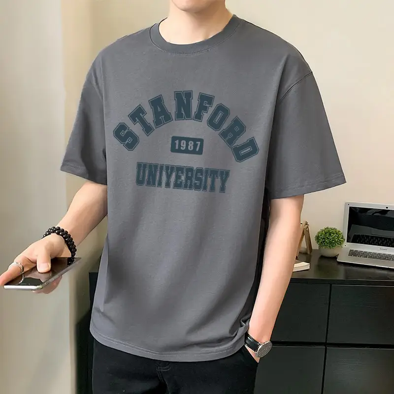 Men Pure Cotton Heart Print T-Shirt Black Loose Fit