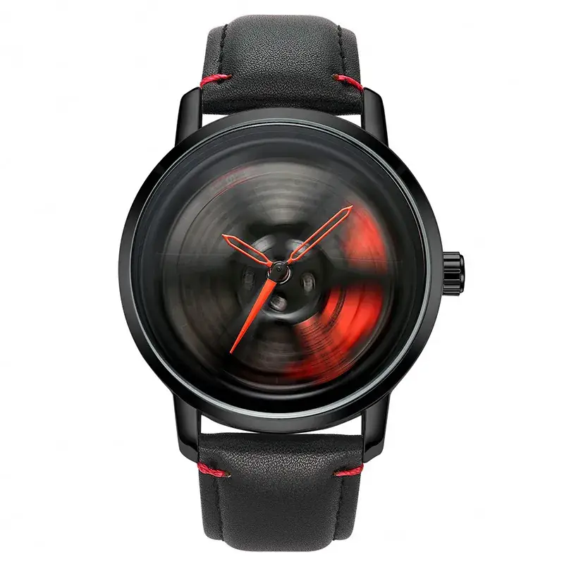 Men's Black Yellow Rotating Wheel Quartz Watch - Image 8