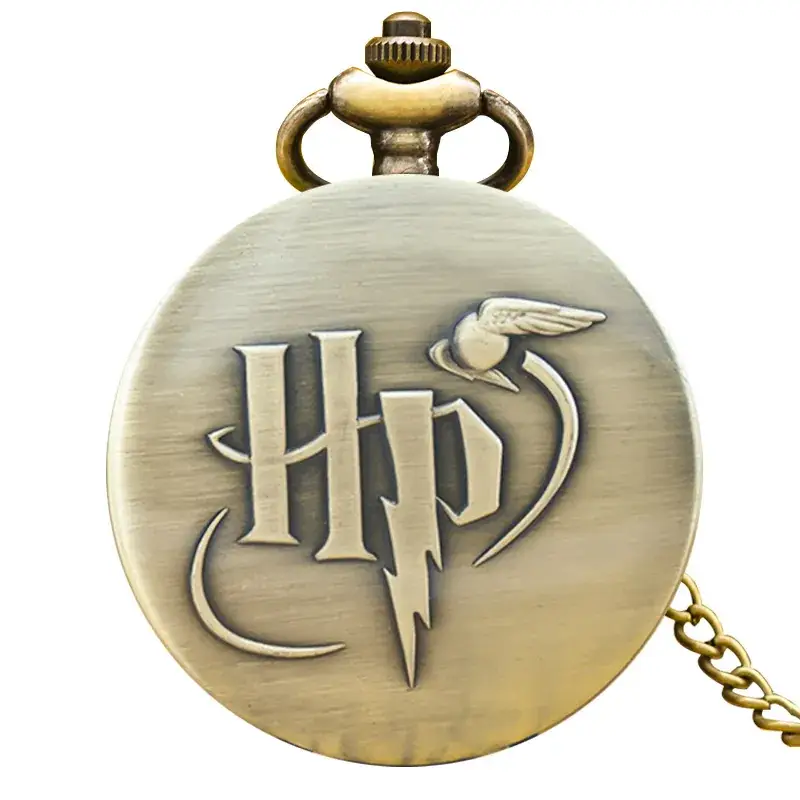 Black HP Lettering Quartz Pocket Watch with Chain Wall Clock - Image 3