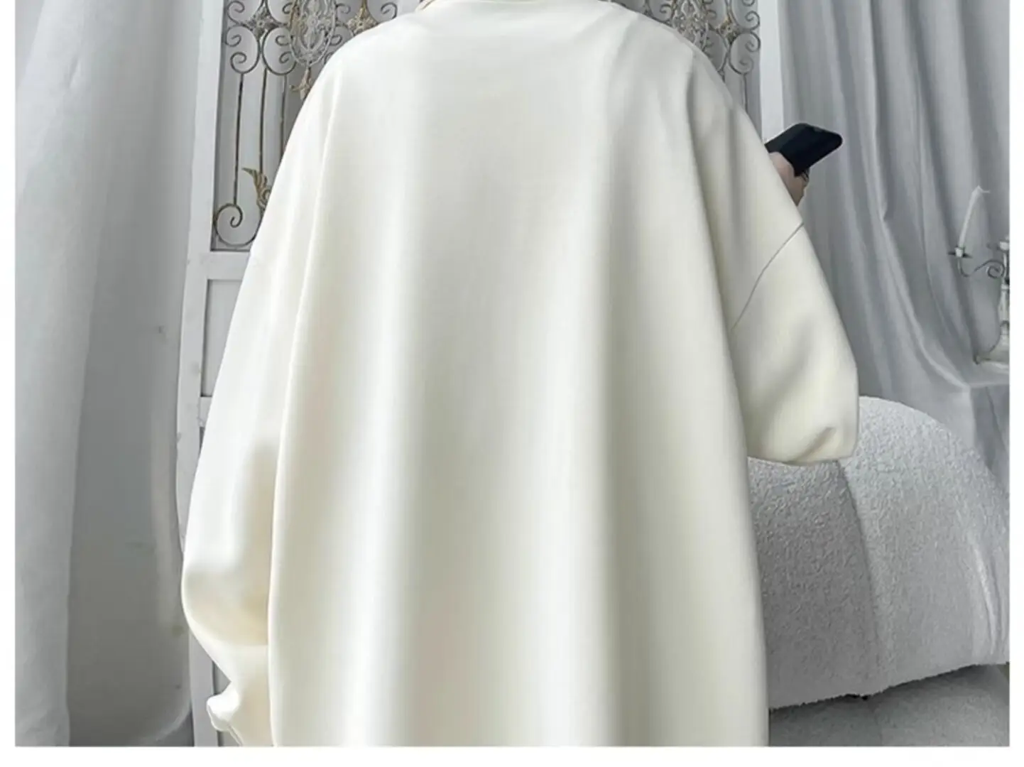 Men's Cream Bear Embroidered Jacket Large Spring Autumn National Style — feature 13