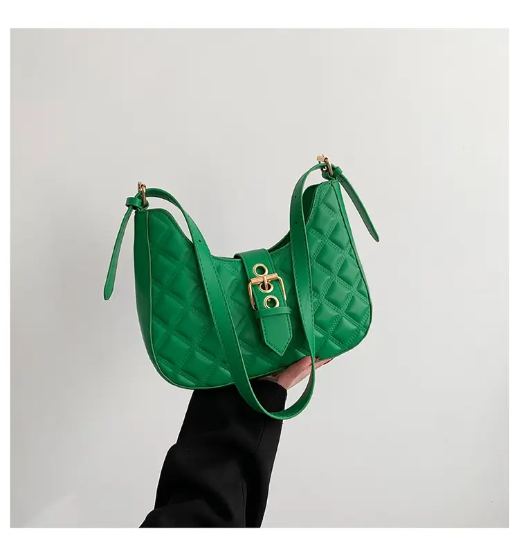 Green Rhombus Embroidery Shoulder Bag for Women — feature 30