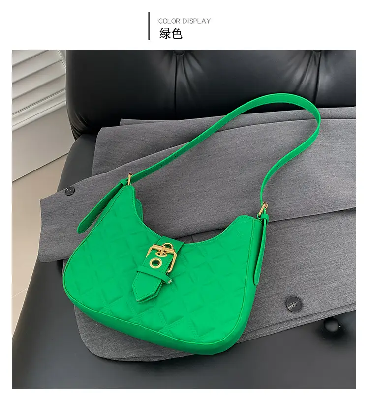 Green Rhombus Embroidery Shoulder Bag for Women — feature 34