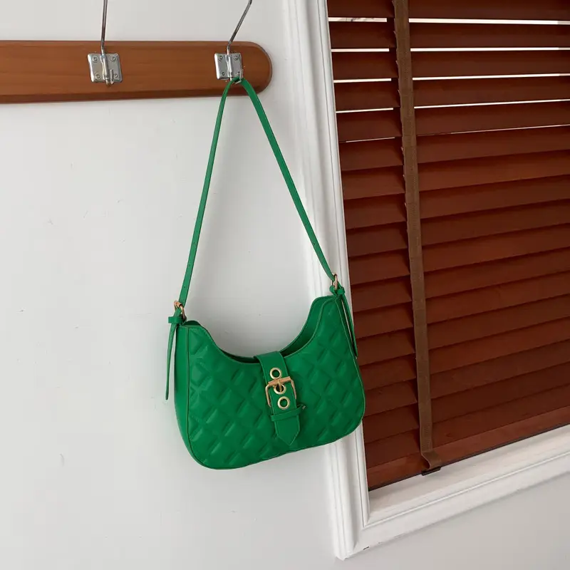 Green Rhombus Embroidery Shoulder Bag for Women - Image 6