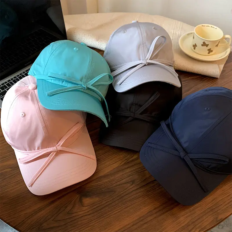 Women's Bowknot Cap Beige Wide Brim - Image 10