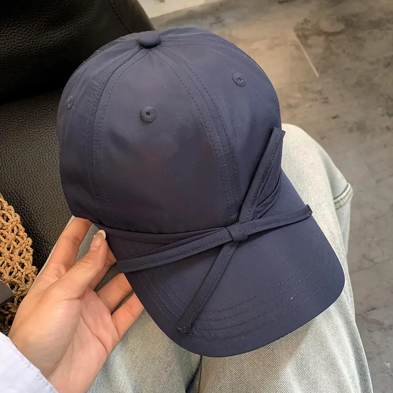 Women's Bowknot Cap Beige Wide Brim - Image 2