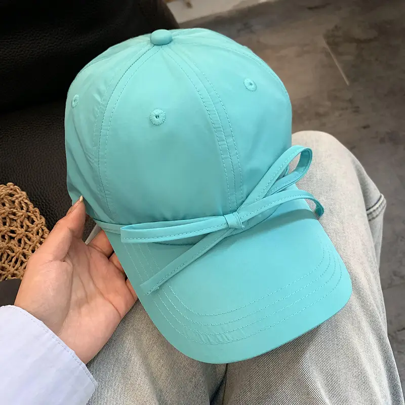 Women's Bowknot Cap Beige Wide Brim - Image 4