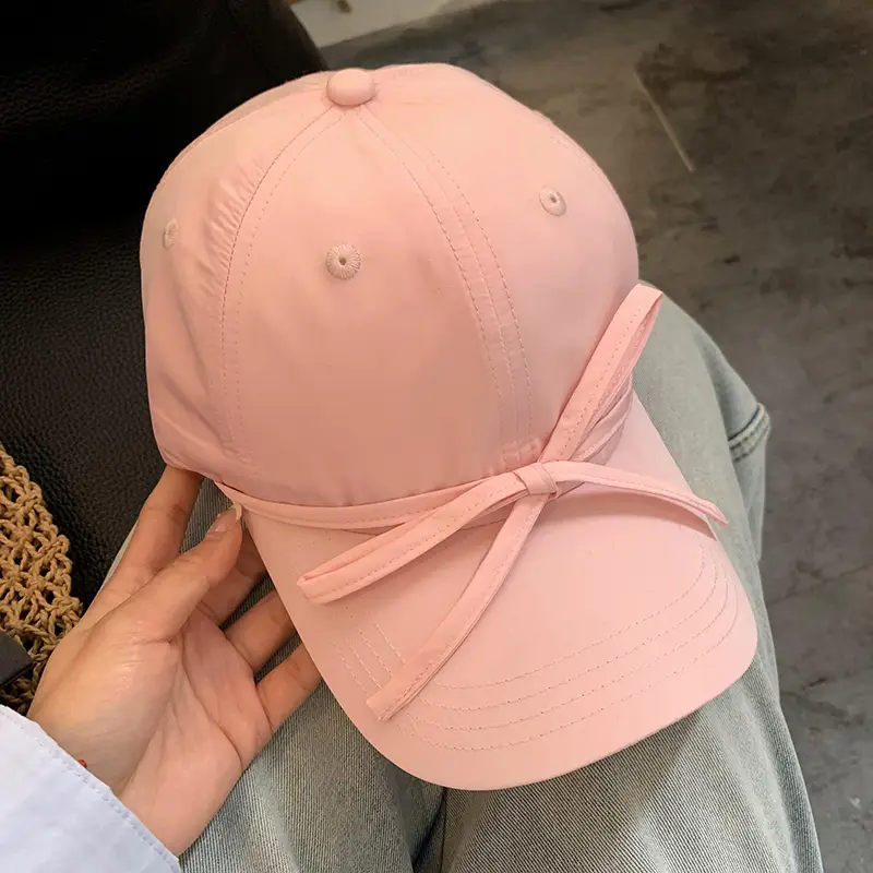 Women's Bowknot Cap Beige Wide Brim - Image 5