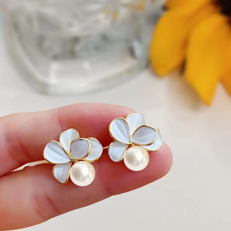 Butterfly Pearl Earrings Gold Plated White Pearl - Image 5